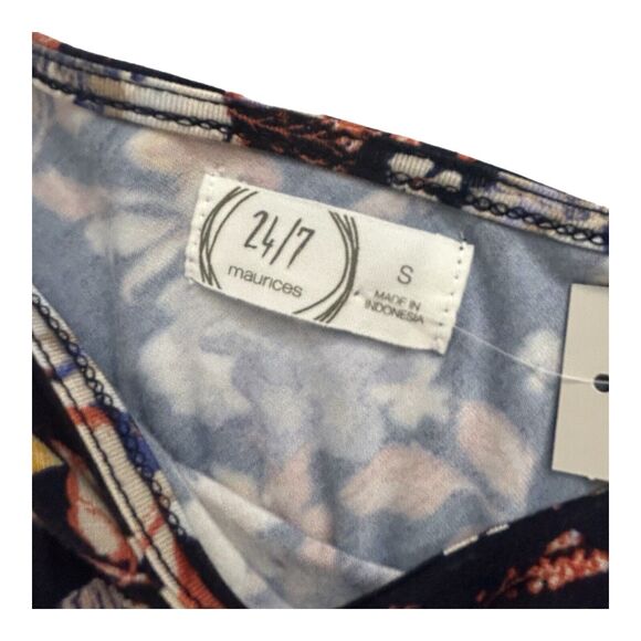 Maurices 24/7 Swing Style Dress Sz S Sleeveless Tank Blue Floral Pockets NWT - Picture 9 of 12